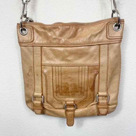The Sak Tan Leather Crossbody Bag With Adjustable Strap & Front Pocket - Picture 3 of 8